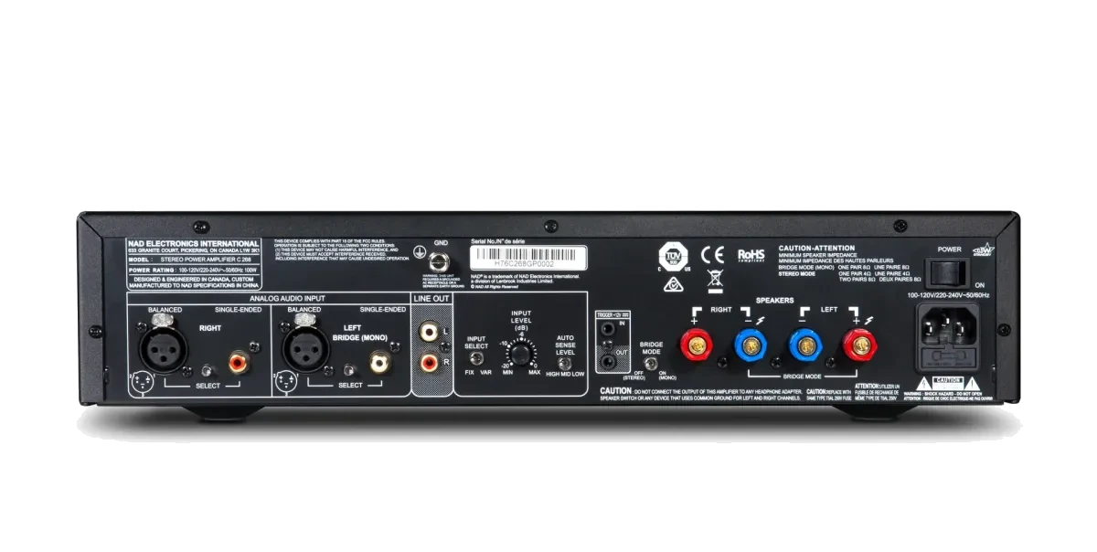 NAD C 268 Power Amplifier [2x80W] rear panel at Toma Audio