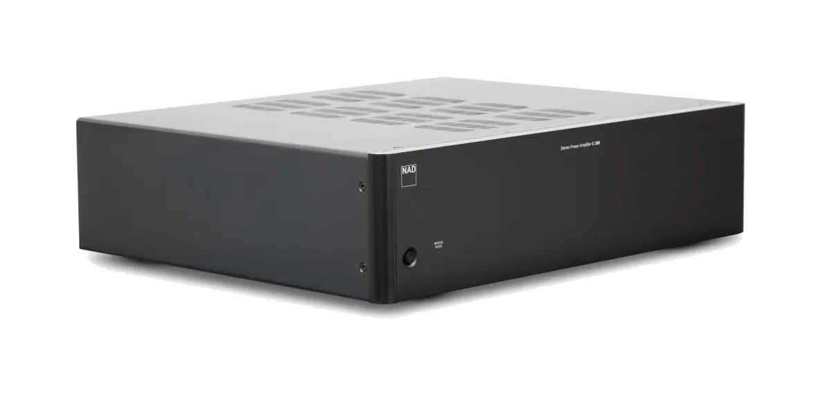 NAD C 298 Power Amplifier [2x185W] three-quarter view at Toma Audio