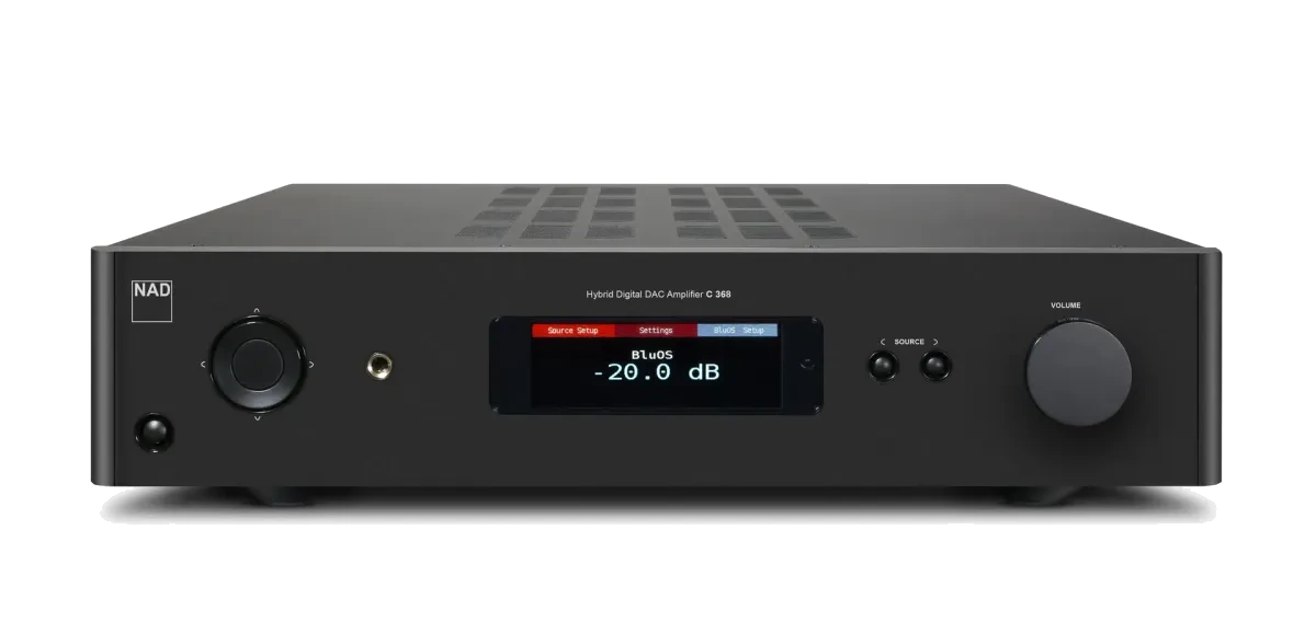 NAD C 368 Integrated Streaming Amplifier - [2x80W DAC USB BT Wi-Fi BluOS Phono] front view at Toma Audio