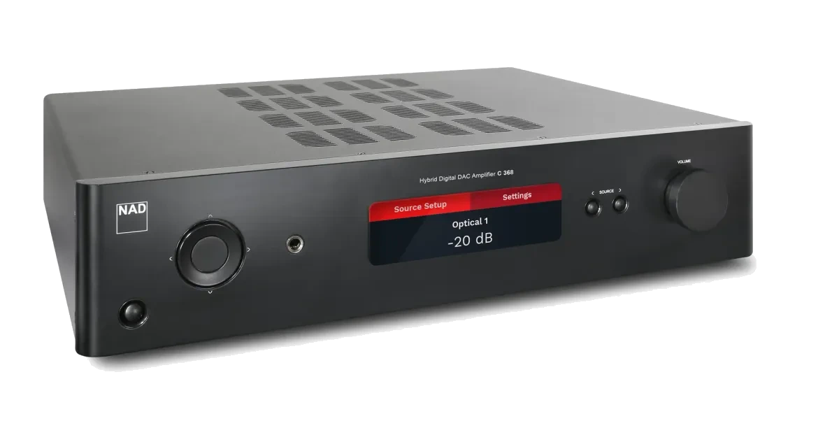 NAD C 368 Integrated Streaming Amplifier - [2x80W DAC USB BT Wi-Fi BluOS Phono] three-quarter view at Toma Audio