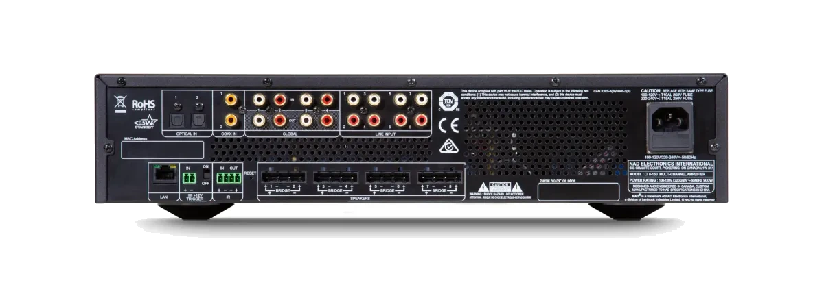 NAD CI 8-150 DSP - [8x150W] rear panel at Toma Audio